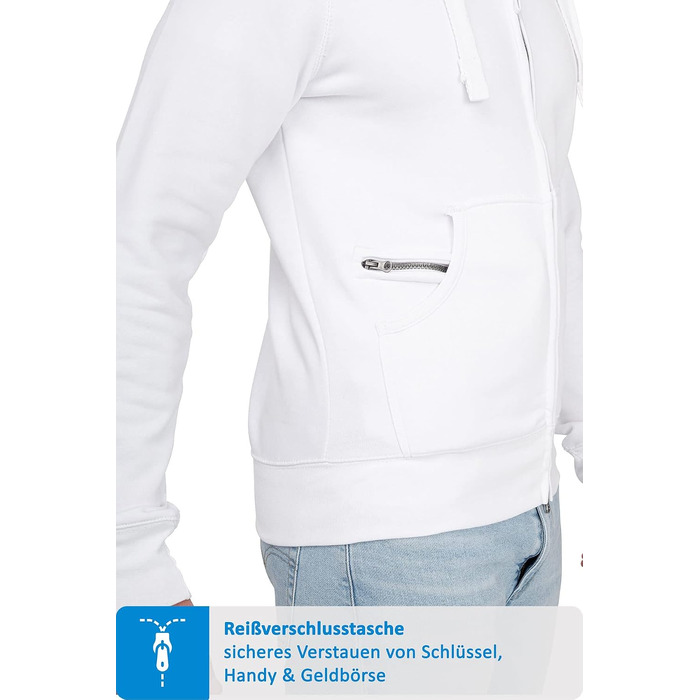 Чоловіча толстовка на блискавці з капюшоном Happy Clothing — теплий худі з флісом, бавовняна суміш, Regular Fit, білий (S-5XL)