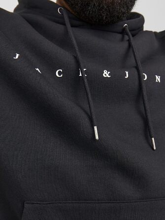 Чоловічий худі Jack & Jones JJESTAR JJ Sweat Hood — розслаблена посадка (Relaxed Fit), чорний, розмір 3XL