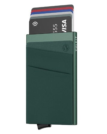 Чоловічий компактний гаманець-картхолдер VULKIT з RFID/NFC захистом для 5-7 карток та купюр, колір: темно-зелений (Midnight Green)