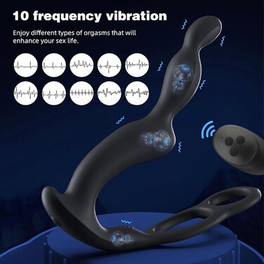 Вібратор для чоловіків для стимуляції простати з кільцем, 10 вібрацій - анальний вібратор для чоловіків