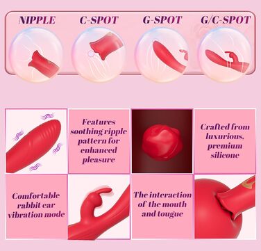 Вібратор для жінок ZWFUN з 10 режимами вібрації, 3-в-1: вібратор язика, G-точка, дилда. Іграшки для дорослих, стимуляція клітора. Комплект для пар.