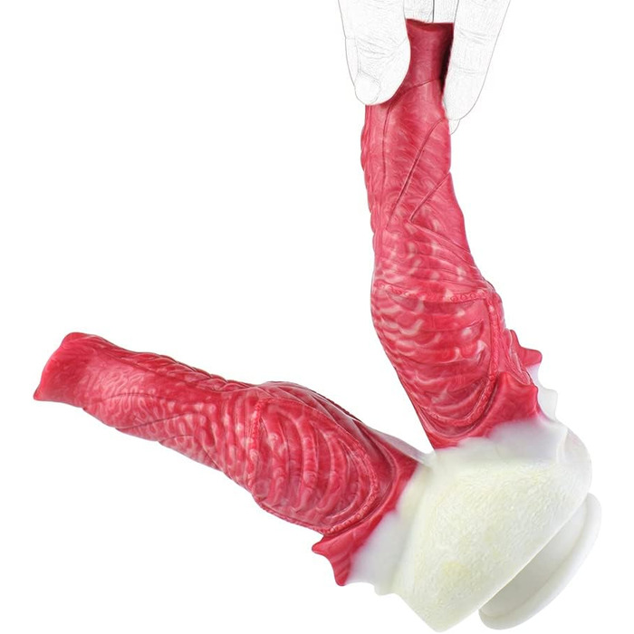 Двофалічний секс-іграшка Jixaxe з силікону, червона (для вагінальної та анальної стимуляції)