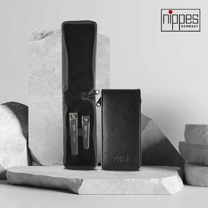 Набір кусачок для нігтів Nippes (2 шт.) зі сталі в шкіряному чохлі, для пальців рук та ніг