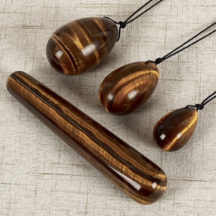 Кристалічний Ясеневий Яйце з Жадеїту для Кегель-тренінгу: Масажер для Вагінальних М'язів, Білий Кристал (Тігровий Око)