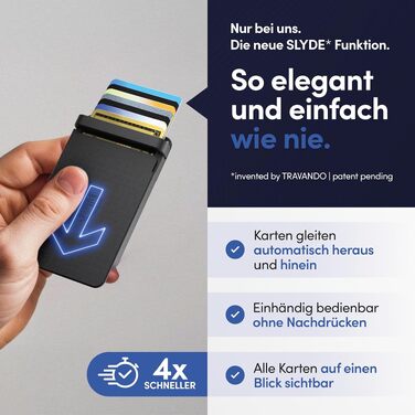 Алюмінійний картхолдер TRAVANDO SLYDE з RFID-захистом та громаздкою затискачею для грошей, чоловільний тонкий гаманець для 5-7 карт