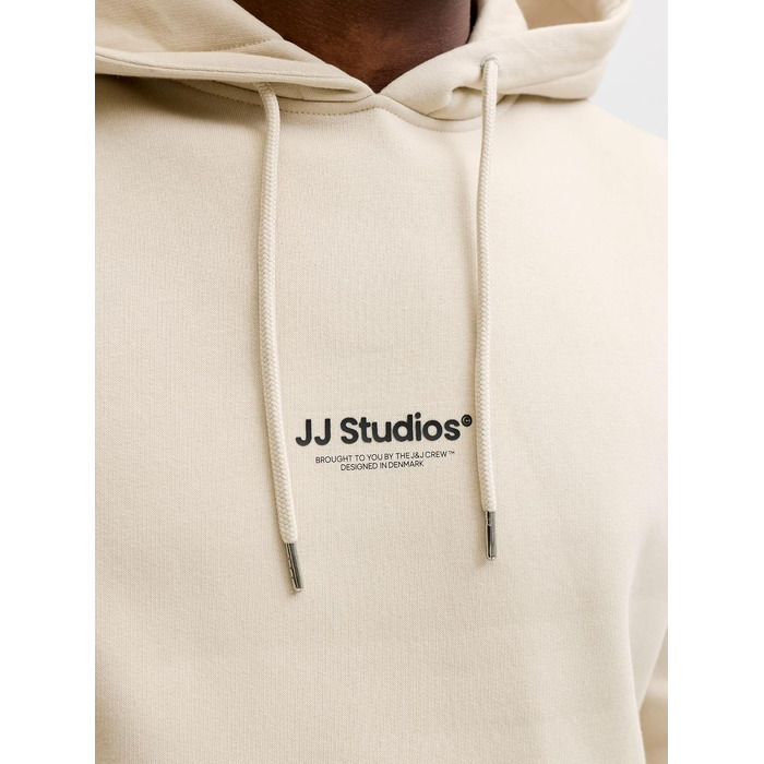 Чоловічий худі з капюшоном та принтом JACK & JONES, колір Moonbeam, розмір XXL