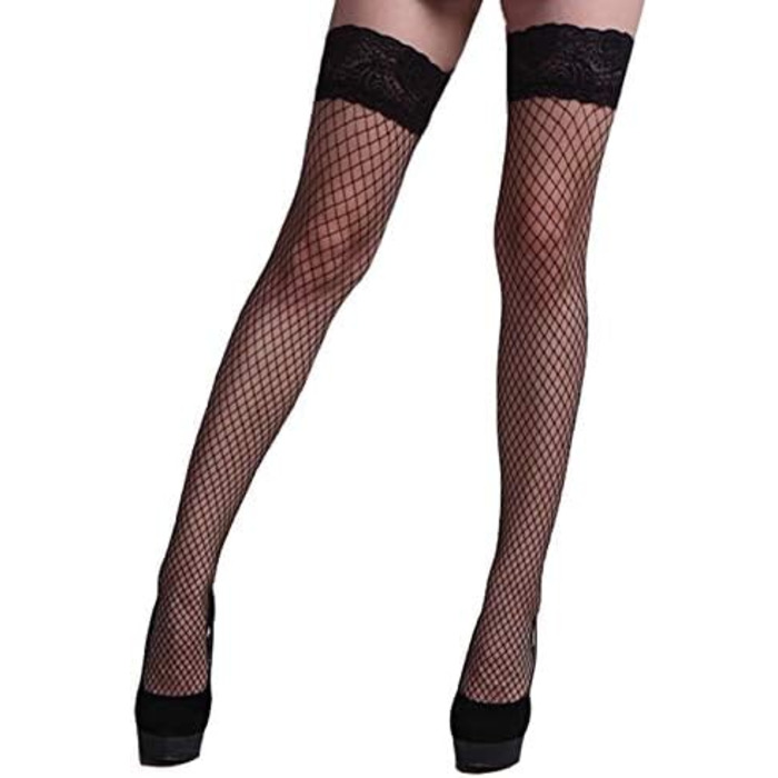 Чулки сітчасті для жінок ZGPjubilant, 2 шт., чорні, безшовні, з силіконовим гумкою, Overknee, універсальний розмір