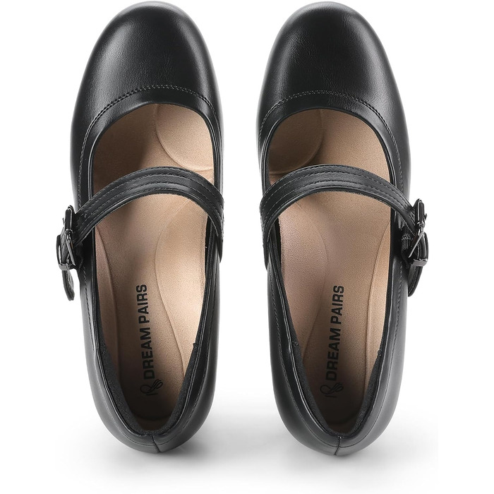 Жіночі туфлі Mary Jane DREAM PAIRS на масивному високому каблуку, класичні чорні pumps для вечірніх суконь (розмір 41 EU, чорний)