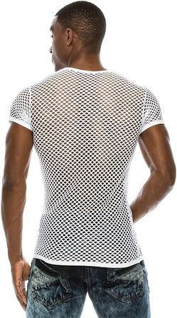 Чоловіча футболка з сітки, стильна, на короткий рукав, для клубу та вечірок, streetwear, чорна, XXL