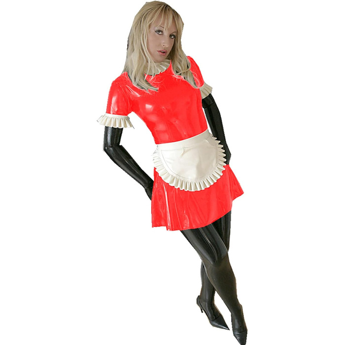 Костюм для косплею Sissy: сукня з довгим рукавом, латекс, сервантка, чорно-білий, стиль Лоліти, розмір XXL