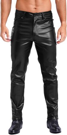 Чоловічі лосини з ефектом мокрого блиску Winying, шкірозамінник, слім-фіт, чорний (3XL)