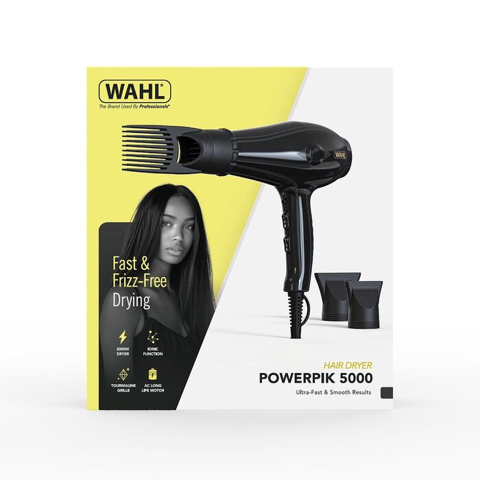 Фен для волосся WAHL PowerPik 5000 для афро-кучерявого волосся з насадкою-піком, 3 температурні режими, ефект анти-фриз