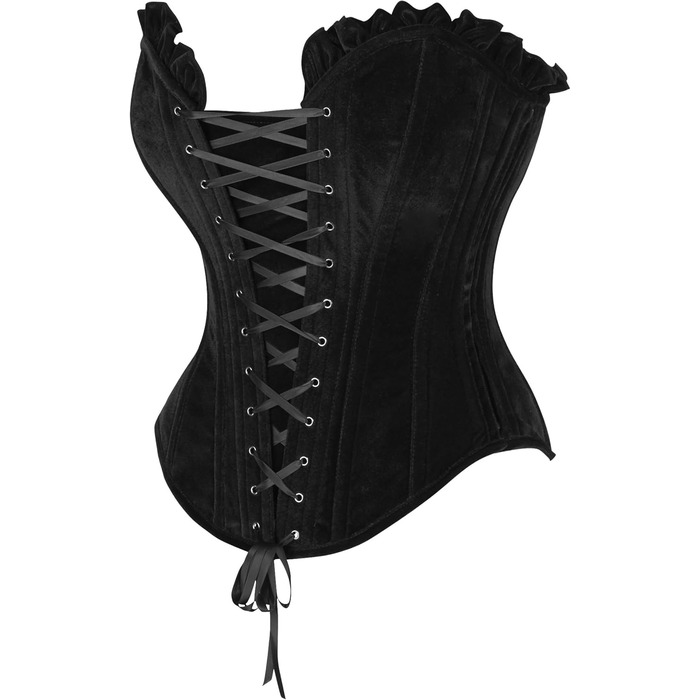 Корсет Daisy Corsets з шнурівкою, чорний велюр, сталеві ребра, Overbust, 4XL