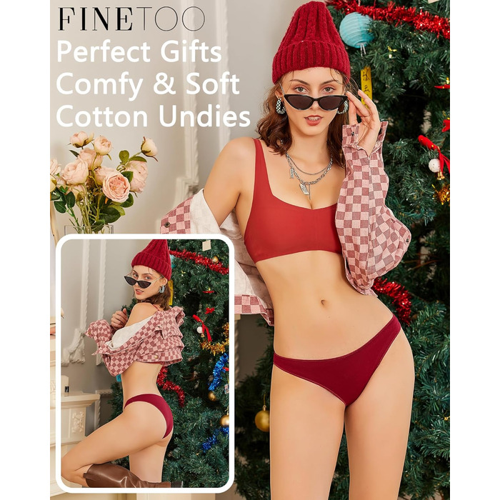 6 шт. бавовняна білизна для жінок FINETOO: низька посадка, бразильяно, S-XL, дихаюча, сексуальна