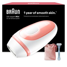 Фотоепілятор Braun Silk-expert Pro Mini PL1014 для жінок, компактний пристрій для видалення волосся з дорожньою сумкою, білий/рожевий