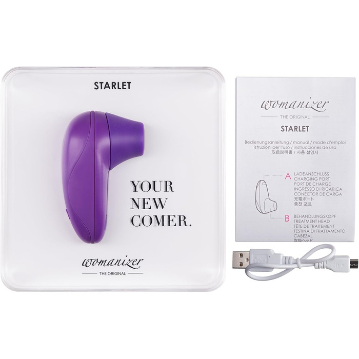Womanizer Starlet - вібратор для клітора, преміум-якість, 4 режими, тихий, водонепроникний, перезаряджається | Білий (фіолетовий)