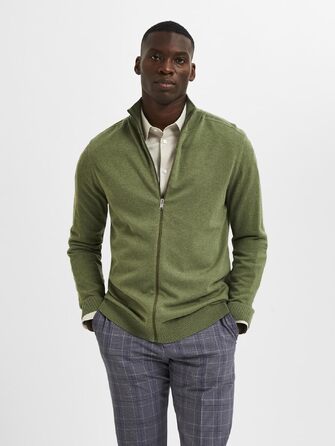 Чоловічий в'язаний кардиган на блискавці SELECTED HOMME, колір Vineyard Green (меланж), розмір L