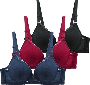 3 шт. Комплект класичних мереживних бюстгальтерів BHS для жінок з кісточками, спортивний пуш-ап, регульований бюстгальтер, комфортний, безшовний комплект, з підкладкою, сексуальний, для занять спортом, сну, білизни (80B)