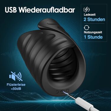 Інтимний масажер для пар з 9 вібраціями та функцією постукування, керування через додаток, подвійні кільця, презервативна накладка, чорний