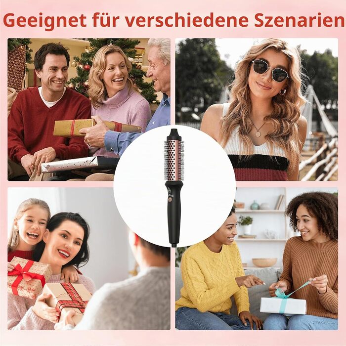 Мультифункціональний стайлер для волосся 6 в 1 UKLISS Air Styler Set: фен-щітка, локатор, випрямляч та дифузор, 1000 Вт, LCD-дисплей, колір Rose Gold