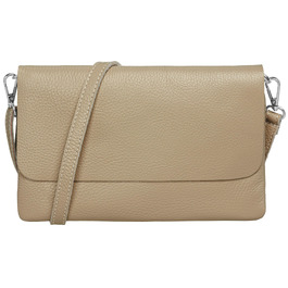 Жіноча шкіряна сумка-клатч Caspar Elegante CLASSIC LINE модель №835, сумка через плече для вечора з регульованим ременем, Made in Italy (Колір: Пісочний)