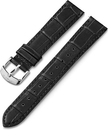 Силіконовий ремінець для смарт-годинника Timex IQ+ Move 18мм, чорний з тисненням під крокодила, срібляста застібка
