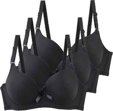 3 шт. бюстгальтери XCXC для жінок великих розмірів з кісточками, Push-Up, зручні, класичні, з регульованими бретелями, анти-деформаційні, комплект для повсякденного використання (#B 3 шт. (Чорний), 95C)