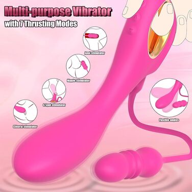 Вібратор для жінок 2-в-1 з G-точкою та анальним вібратором, 10 режимів вібрації та 10 телескопічних режимів, функція удару. Інтимні іграшки для жінок та пар