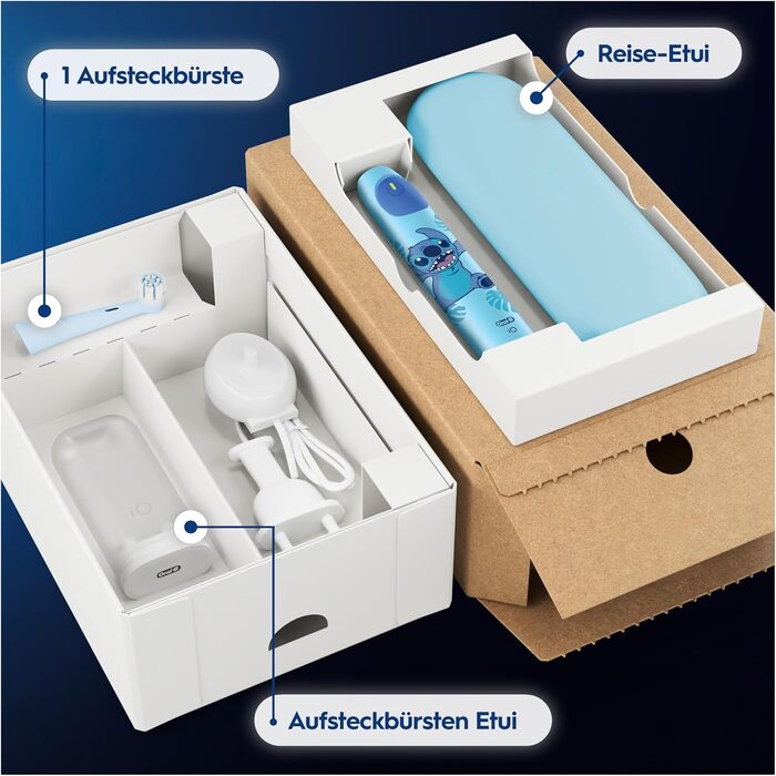 Електрична зубна щітка для дітей Oral-B iO Series 2 Stitch Blue, 3 режими чищення, рожева, з дорожнім футляром та 1 насадкою