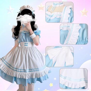 Костюм французької служниці: комплект для косплею та карнавалу (блакитний, 4XL)