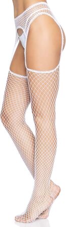 Чулки-сітка з пришитим поясом Leg Avenue, білі, універсальний розмір