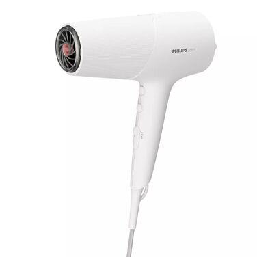 Фен для волосся Philips 5000 Series BHD500/00 з технологією ThermoShield, іонізацією, 2100 Вт, білий, з вузьким соплом та дифузором для об'єму