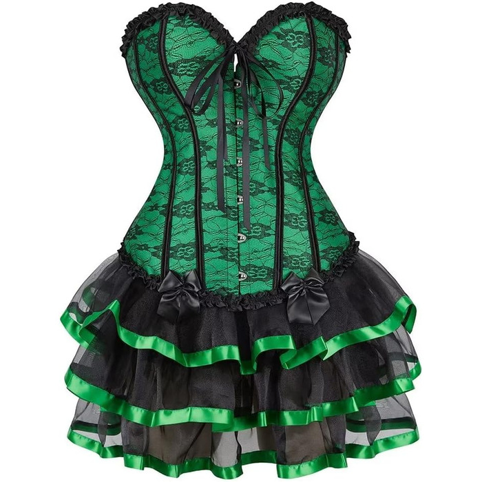 Сукня-корсет з мереживом, зелена, для свята та Хелловіну (XXS)