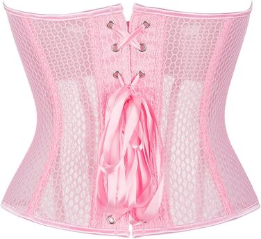 Топ-корсет жіночий Ренесанс з сітчастими вставками для вечірніх образів – побачення, осінні образи, милий топ для вечірки, клубу, бретельний топ з корсетним шнуруванням (#02-рожевий, XS)