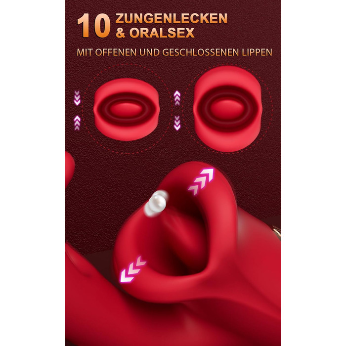 Вібратор для жінок G-Spot з 10 режимами стимуляції язичком, клітором та анального отвору - секс-іграшка для пар (RF14RD)