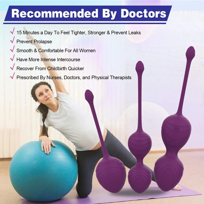 Тренувальні кулі для вправ Кегеля (бекенбоден) - набір для жінок. Медичний силікон, для контролю сечовипускання та зміцнення м'язів тазу. Колір: фіолетовий