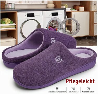 Жіночі домашні капці WateLves з ефектом пам'яті (Memory Foam), теплі зимові та осінні тапочки з штучним хутром, протиковзкі м'які капці для дому та вулиці (Фіолетові, 38/39 EU)