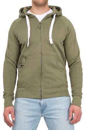 Чоловіча толстовка на блискавці з капюшоном Happy Clothing, тепла флісова кофта з бавовни, Regular Fit, оливкова