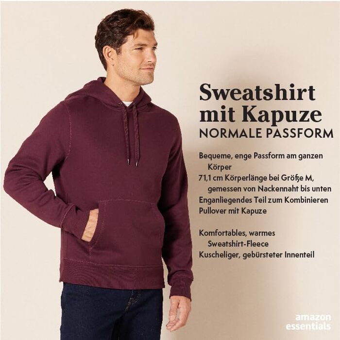 Чоловіче худі Amazon Essentials з капюшоном, щільна тканина, чорне, розмір XL