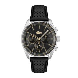 Чоловічий годинник Lacoste Chronograph Quartz колекції Boston зі шкіряним ремінцем (Black, Leather)
