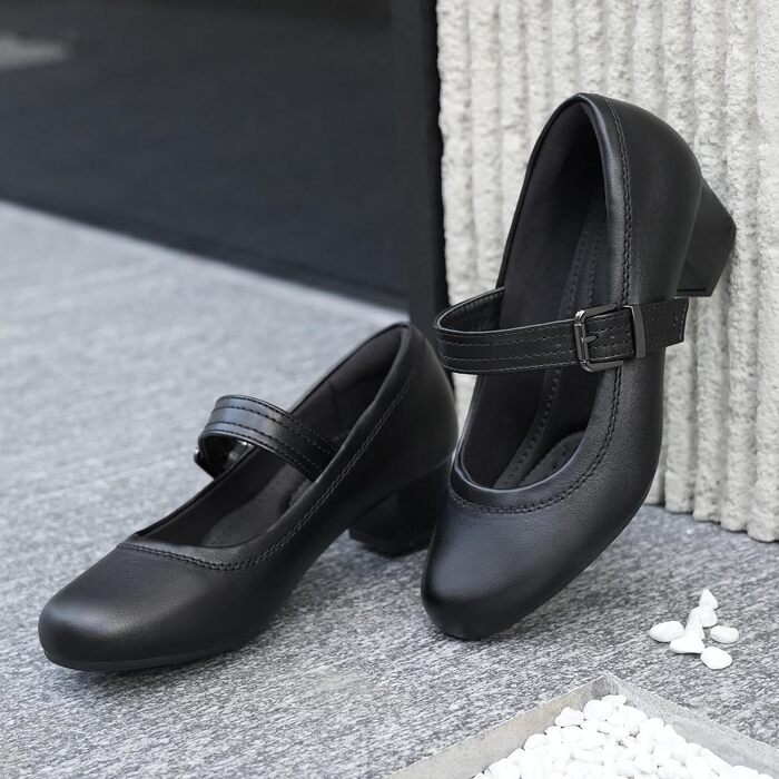 Жіночі ортопедичні туфлі Mary Janes Ortho + Rest для Hallux Valgus, чорні туфлі на низьких масивних підборах для комфорту та здоров'я стопи (38 EU)