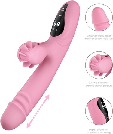 Вібратор для жінок з 9 функціями, нагріванням та G-точкою. Кролик. Рожевий колір