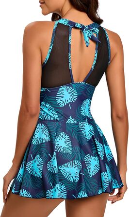 Жіночий купальник з високою талією та шортами Retro-Beachwear Neckholder (Greenleaf, M)
