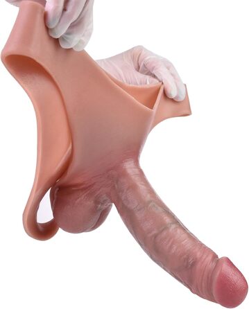 Секс-іграшка Axcroo: Реалістичний ременний пеніс з об'ємними яєчками та імітацією вен. Іграшка для чоловіків та пар.