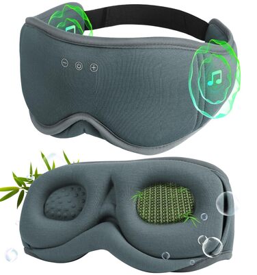 Bluetooth маска для сну LC-dolida з бамбукової бавовни, світлоізолююча маска з HiFi-звуком, Bluetooth 5.4, регульований ремінець, акумулятор на 15 годин, темно-сіра