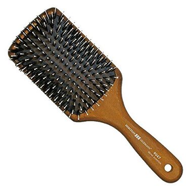 Масажна щітка для волосся HERCULES SÄGEMANN Paddle Brush, дерев'яна, з щетиною кабана та нейлоновими штифтами для розплутування, темне дерево