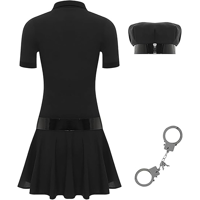 Костюм поліцейського для жінок, поліцейський костюм, поліцейський, косплей, карнавальний костюм, чорний, S
