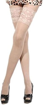 Сексуальні мереживні панчохи-сітки Overknee для жінок (Беж, Рожевий)