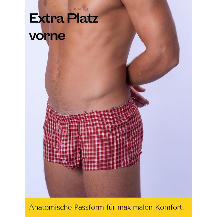 BIMONI Боксери чоловічі з м'якої бавовни, низька посадка, сексуальний дизайн, труси, боксер шорти, чоловіча білизна (червоний, S)