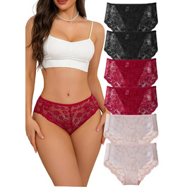 Сліпекс жіночі мереживні, безшовні, великі розміри, 6 шт. (чорний*2, червоний*2, рожевий*2)